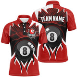 Maxcorners Personalized 8 Ball Pool Thunder Lighting Red 3D Polo Shirts For Men, Custom Billiards Jerseys LM0607