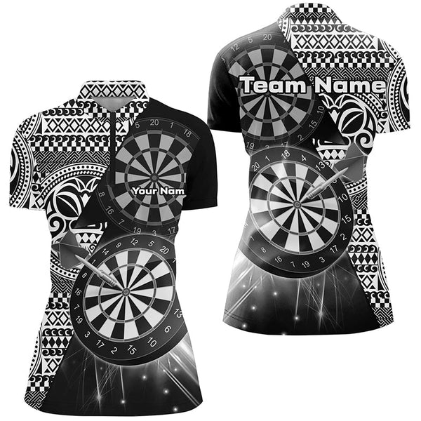 Maxcorners Personalized Tribal White Black Dart Polo Shirts For Men Dart Jerseys Custom Dart Team Shirts