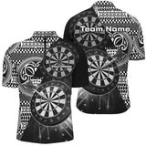 Maxcorners Personalized Tribal White Black Dart Polo Shirts For Men Dart Jerseys Custom Dart Team Shirts