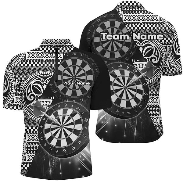 Maxcorners Personalized Tribal White Black Dart Polo Shirts For Men Dart Jerseys Custom Dart Team Shirts