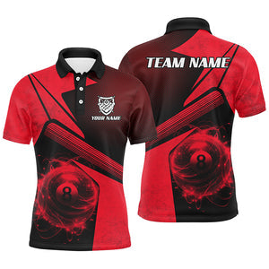 Maxcorners Sport Red 8 Ball Billiard Personalized Name 3D Shirt