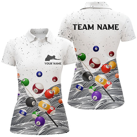 Maxcorners Personalized Billiard Balls White Grunge Polo Shirts