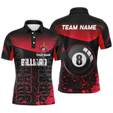 Maxcorners Fire 8 Ball Billiard Shirts Men And Women Billiard Polo & 1/4 Zip Shirts Billiard Team Jerseys| Red