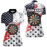 Maxcorners Personalized American Flag Womens Darts Polo Shirts Custom Dart Shirts For Women Dart Team Jersey