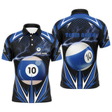 Maxcorners 3D Thunder Billiard Polo Shirts Blue Billiard Pool Balls Jerseys