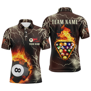 Maxcorners Fire Flame Lightning Billiard Personalized Name 3D Shirt