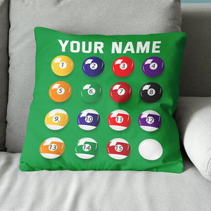 Personalized Billiard Balls Pillow Custom Throw Pillow Top Billiard Gift