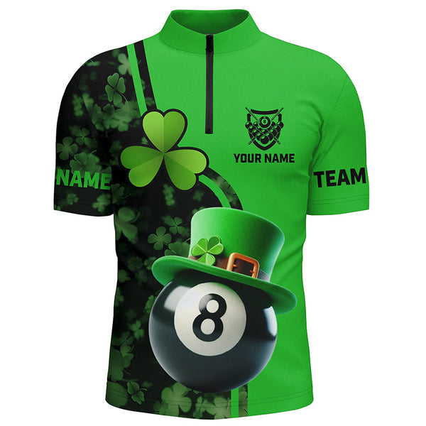 Maxcorners St Patrick'S Day Billiard 8 Ball 3D Polo Shirts For Men, Shamrock Billiard Jerseys