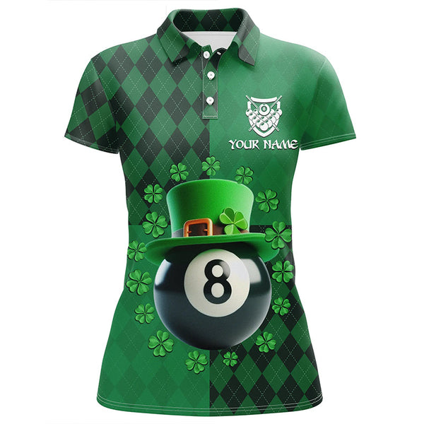 Maxcorners Personalized St Patrick'S Day Billiard 8 Ball 3D Polo Shirts For Men, Shamrock Billiard Jerseys