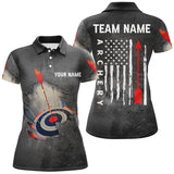 Maxcorners Personalized Us Flag Arrow Archery Polo Shirts For Men, Custom Flaming 3D Target Archery Shirts