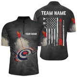 Maxcorners Personalized Us Flag Arrow Archery Polo Shirts For Men, Custom Flaming 3D Target Archery Shirts