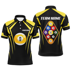 Maxcorners Black Yellow 9 Ball Pool Personalized Name 3D Shirt