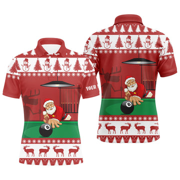 Maxcorners Billiard Santa Claus Playing Pool Personalized Name 3D Shirt