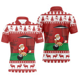 Maxcorners Personalized 3D Billiard Santa Claus Playing Pool Polo Shirts