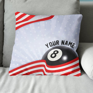 Personalized US Flag 8 Ball Billiard Pillow Custom Pillow Billiard Gifts