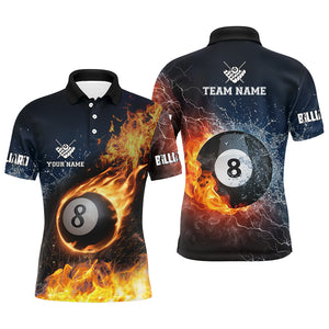 Maxcorners Billiard 8 Ball Fire And Water Personalized Name 3D Shirt