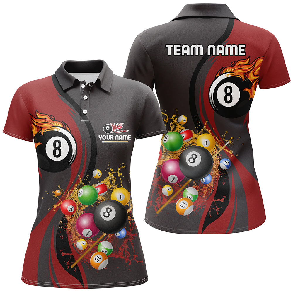 Maxcorners Personalized Billiards Ball 8 Water Flow Polo Shirts For Wo
