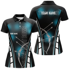 Maxcorners Personalized Clear Shot Bows Archery Polo Shirts For Men, Black Blue Arrows Bows Archery Shirts