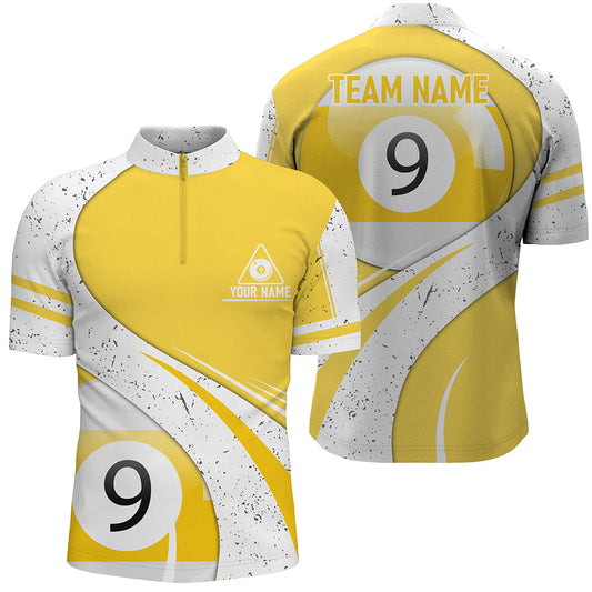 Maxcorners 9 Ball Pool Yellow White Billiard Billiard Pool Team Jerseys Polo & 1/4 Zip