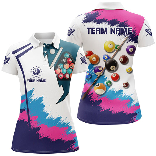 MaxCorners Billiard  Colorful Billiard  Customized Name, Team Name 3D Polo Shirt For Women