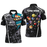 MaxCorners Billiard Grey Grunge Billiard Customized Name, Team Name 3D Polo Shirt
