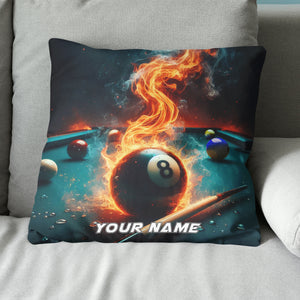 Personalized Fire 8 Ball Billiard 3D Pillow Custom Throw Pillow Billiard