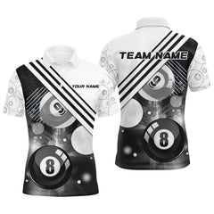 Maxcorners Billiard 8 Ball Grunge Style Balls 3D Polo Shirts For Men, Custom Player Billiards Pool Jerseys