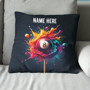 Personalized Colorful Paint Splash 8 Ball Billiard Pillow, Billiard Gift