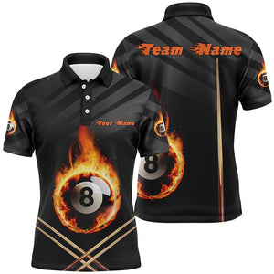 Maxcorners Fire 8 Ball Billiard Personalized Name 3D Shirt