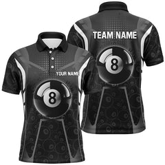 Maxcorners Personalized Black White Swirling Light 8 Ball Men Billiard Shirts, Billiard League Pool Jerseys