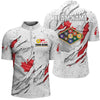 Maxcorners Billiards Balls Canadian Flag White Grunge Custom Billiard Polo Shirts For Men, 9 Ball Pool Shirts