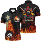 Maxcorners Texas Flag 8 Ball Pool On Fire Billiard Jersey Customized Name, Team Name 3D Shirt