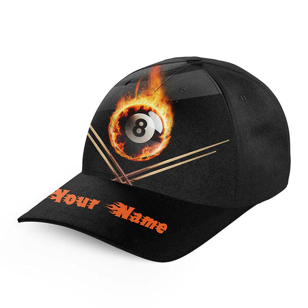 Maxcorners Billiard Flame 8 Ball Personalized Name 3D Cap