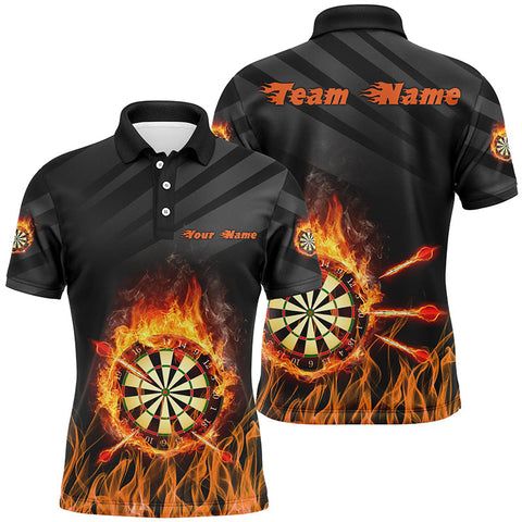 Personalized Flame Dart Board Mens Darts Polo Shirts