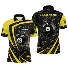 MaxCorners Billiard Yellow Glass Break 8 Ball Billiard Customized Name, Team Name 3D Polo Shirt