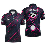 Maxcorners Personalized Billiard Balls Pink 3D Polo Shirts For Men, Custom 8 Ball Pool Billiards Jerseys LM1605
