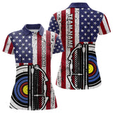 Maxcorners Personalized Retro American Flag 3D Target Archery Polo Shirts For Men, Custom Archery Team Shirts