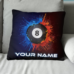 Personalized Water And Fire 8 Ball Billiard Pillow Custom Billiard Gifts