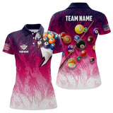 MaxCorners Billiard Pool Player 8 Ball Customized Name, Team Name 3D Polo Shirt For Women