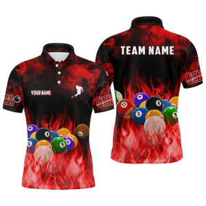 Maxcorners Billiard Balls Flame Personalized Name 3D Shirt