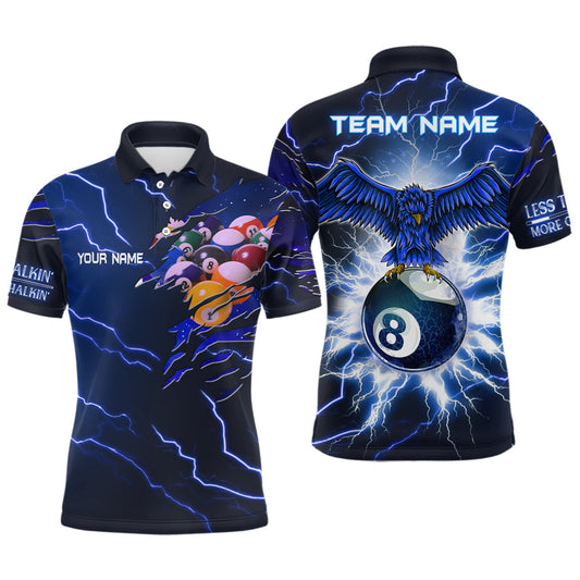 Maxcorners Thunder Pattern Eagle 8 Ball Billiards Shirts Men And Women Billiard Polo & 1/4 Zip Shirts Billiard Team Jerseys