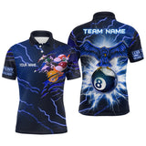 Maxcorners Thunder Pattern Eagle 8 Ball Billiards Shirts Men And Women Billiard Polo & 1/4 Zip Shirts Billiard Team Jerseys