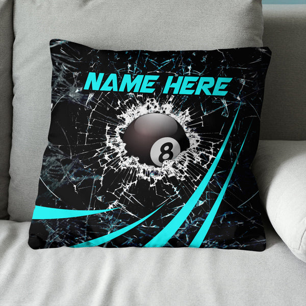 Maxcorners Personalized Blue Glass Break 8 Ball Billiard 3D Pillow