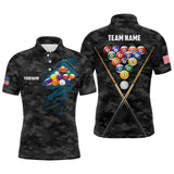 Maxcorners Personalized Billiard Black Camouflage Polo Shirts