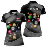 Maxcorners Personalized White Black Billiard Ballls 3D Polo Shirts Custom 8 Ball Pool Team Shirts For Men And Women