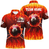 Maxcorners Personalized 3D 8 Ball Pool And Cue Fire Men Billiard Polo Shirts