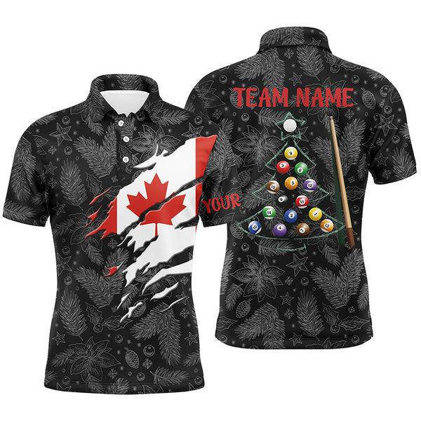 Maxcorners Merry Christmas Canadian Flag Billiard Personalized Name 3D Shirt