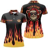 Maxcorners Funny Christmas Santa With Flame Custom Billiard Shirts, 8 Ball Pool For Men Christmas Polo Shirts