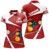 MaxCorners Billiard Ball Red Customized Name, Team Name 3D Polo Shirt For Women