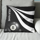 Custom Black And White 8 Ball Pool Throw Pillows, Billiard Pillow Gifts